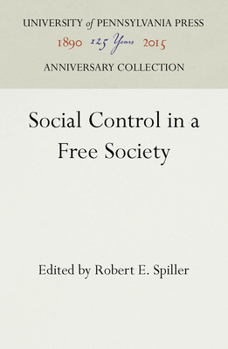 Hardcover Social Control in a Free Society Book