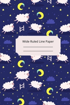 Cute Baby Sheep Theme Wide Ruled Line Paper