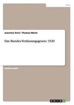 Paperback Das Bundes-Verfassungsgesetz 1920 [German] Book