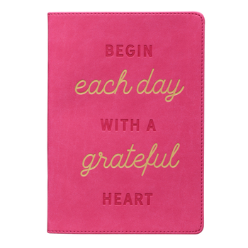 Leather Bound With Love Classic Journal Begin Each Day with a Grateful Heart Inspirational Notebook W/Ribbon Marker, Faux Leather Flexcover, 336 Lined Pages [Leathe Book