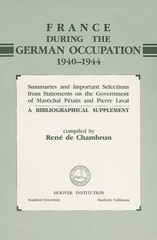 Paperback France During the German Occupation, 1940-1944: A Biographical Supplement Book