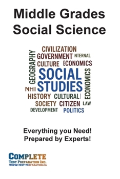 Paperback Middle Grades Social Science Skill Practice: Practice Test Questions for US History, World History, Geography, Civics, and Economics Book