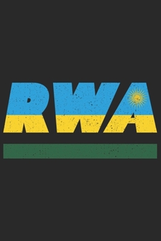 RWA: Rwanda notebook with lined 120 pages in white. College ruled memo book with the rwandan flag