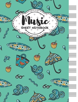Music Sheet Notebook: Blank Staff Manuscript Paper with Beach Themed Cover Design