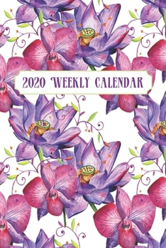 Paperback 2020 Weekly Calendar: Watercolor Purple Orchids Book