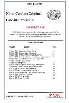 Paperback North Carolina Criminal Law and Procedure-Pamphlet 43 Book