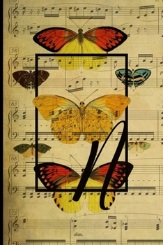 Paperback Letter "N" - Monogram Butterfly Music Journal - Blank Score Sheets: 120 pages to write your music compositions Book