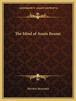 Paperback The Mind of Annie Besant Book
