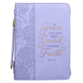 Misc. Christian Art Gifts Purple Bible Cover for Women, by Grace You Have Been Saved - Ephesians 2:8, Medium Book