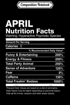 Composition Notebook: April Nutrition Facts Name Funny  Journal/Notebook Blank Lined Ruled 6x9 100 Pages