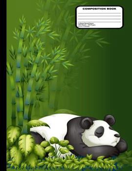 Paperback Cartoon Panda Bear Sleeping in Bamboo Leaves Composition NotebookCollege Ruled 200 Pages / 100 Sheets, 8-1/2" x 11" Book
