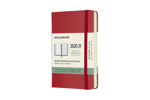 Calendar Moleskine 2020-21 Weekly Planner, 18m, Pocket, Scarlet Red, Hard Cover (3 X 5.5) Book