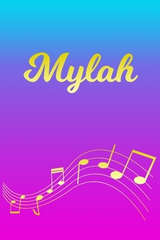 Paperback Mylah: Sheet Music Note Manuscript Notebook Paper - Pink Blue Gold Personalized Letter M Initial Custom First Name Cover - Mu Book