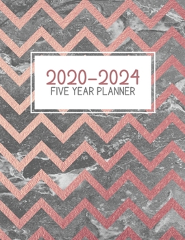 2020-2024 Five Year Planner: Jan 2020-Dec 2024, 5 Year Planner, grey rosey gold marble digital paper cover, featuring 2020-2024 Overview, daily, ... list, reminders, and goals. 8.5" X 11" sized.