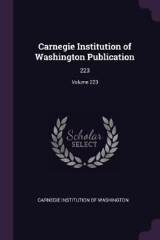 Paperback Carnegie Institution of Washington Publication: 223; Volume 223 Book