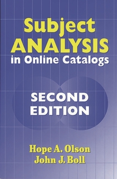 Paperback Subject Analysis in Online Catalogs Book