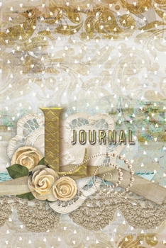 L Journal: Letter L Initial Monogram Lined Notebook - Flower and Heart Cream