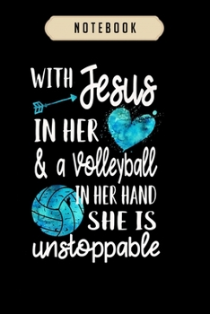 Paperback Volleyball Journal Notebook: With Jesus In Her Heart Christian Volleyball journal, 6x9,100 pages blank lined journal/Notebook.That makes a fun voll Book