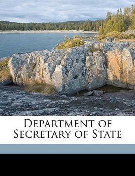 Paperback Department of Secretary of State Volume 1908 Book