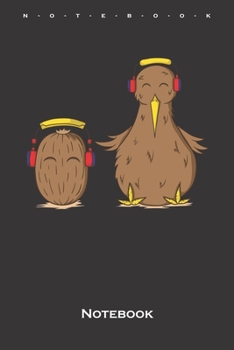 Kiwi bird and fruit listen to Music Notebook: Dot Grid Journal/Logbook for animal friends, who love the flightless kiwi bird from New Zealand