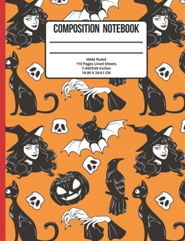 Paperback Composition Notebook Wide Ruled: Halloween 110 Pages Book