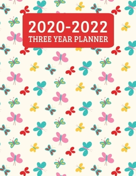 2020-2022 Three Year Planner: Monthly Planner - 36 Month Calendar Planner Diary for Next 3 Years With Notes For Women And Girls - Cute Retro Butterflies (8.5"x11")