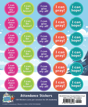 Vbs 2026 Snowball Mountain Challenge Attendance Stickers (Pkg of 24): Find Your Strength in God