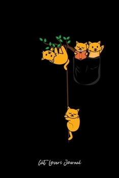 Cat Lovers Journal: Cat Reading Book Sleep Swing Tree Cute Animal Christmas Gift - Black Ruled Lined Notebook - Diary, Writing, Notes, Gratitude, Goal Journal - 6x9 120 pages