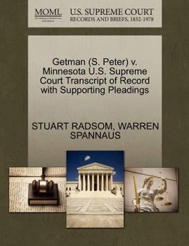 Paperback Getman (S. Peter) V. Minnesota U.S. Supreme Court Transcript of Record with Supporting Pleadings Book