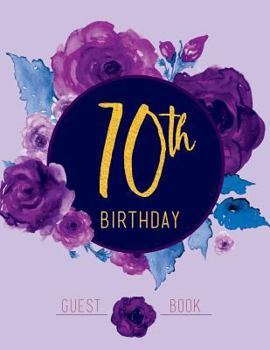 Paperback 70th Birthday Guest Book: Large Purple Floral Guestbook Book