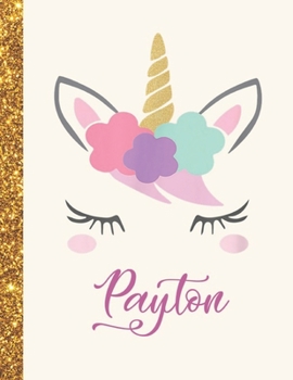 Paperback Payton: Payton Unicorn Personalized Black Paper SketchBook for Girls and Kids to Drawing and Sketching Doodle Taking Note Marb Book