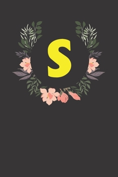 Letter S Monogram Notebook: Floral Black Matte Cover Journal