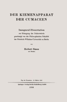 Paperback Der Kiemenapparat Der Cumaceen: Inaugural-Dissertation [German] Book