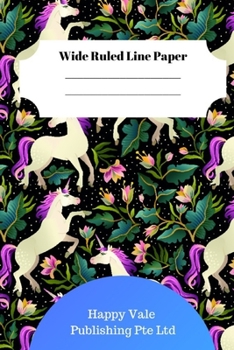 Paperback Cute Unicorn Theme Wide Ruled Line Paper Book
