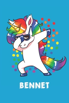 Bennet: Personalisiertes Design Notizbuch Einhorn 120 linierte Seiten - Perfekte Geschenkidee f�r die Schuhe oder Weihnachten mit Vornamen DIN A5 (himmelblau)