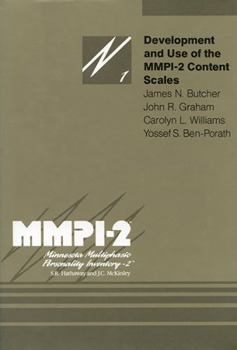 Hardcover Development and Use of the Mmpi-2 Content Scales: Volume 1 Book