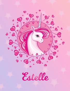 Estelle: Unicorn Large Blank Primary Handwriting Learn to Write Practice Paper for  Girls | Pink Purple Magical Horse Personalized Letter E Initial ... Learning | Use Imagination to Create Tales