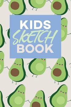 Kids Sketch Book : Kawaii Cute Avocado Vegan Food Pattern