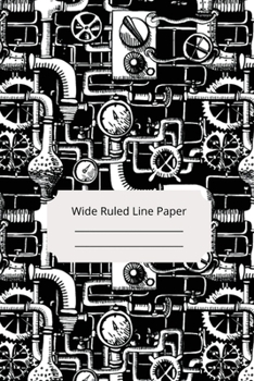 Paperback Steampunk Theme Art Wide Ruled Line Notebook Book