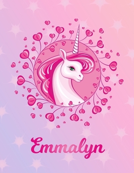 Paperback Emmalyn: Unicorn Sheet Music Note Manuscript Notebook Paper - Magical Horse Personalized Letter S Initial Custom First Name Cov Book