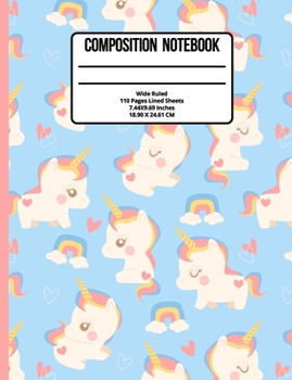 Paperback Composition Notebook Wide Ruled: Unicorn 100 Pages Book