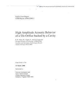 Paperback High Amplitude Acoustic Behavior of a Slit-Orifice Backed by a Cavity Book