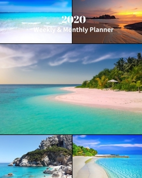 Paperback 2020 Weekly and Monthly Planner: Beach Collage - Monthly Calendar with U.S./UK/ Canadian/Christian/Jewish/Muslim Holidays- Calendar in Review/Notes 8 Book