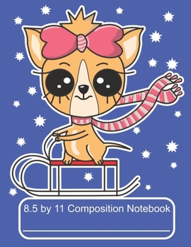Paperback 8.5 by 11 Composition Notebook: Adorable Winter Chihuahua Sledding Puppy Book