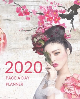 Paperback 2020 Page A Day Planner: Calendar Schedule Organizer Japanese Girls Pink Cherry Blossom Design Cover Book