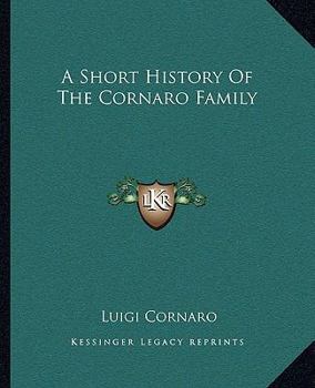 Paperback A Short History Of The Cornaro Family Book