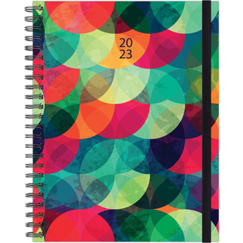 Spiral-bound Colored Circles 8.5 X 11 Hardcover Weekly Planner Book