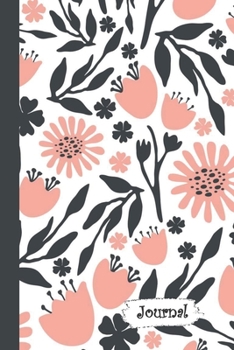 Journal: Peach Black White Floral Diary with Blank Lined Notebook Paper
