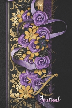 Paperback Z Journal: Gold and Purple Floral Monogram Initial Z Notebook for Women and Girls Book