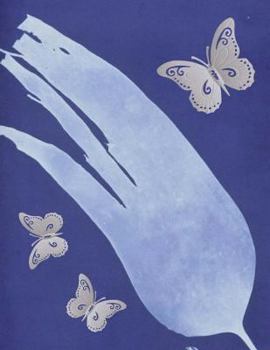 Paperback Handwriting Paper Notebook: White Butterflies with Blue Background Book